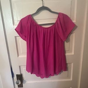 Alya Hot Pink Scalloped Blouse